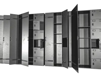 Metal Cabinet  Set Low-poly 3D model