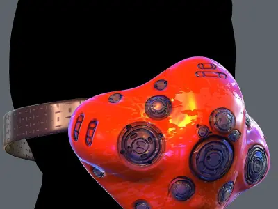 Gas mask helmet 3d model scifi Low-poly  Low-poly 3D model