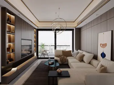 Modern Warm Living - Dining Set 3D model