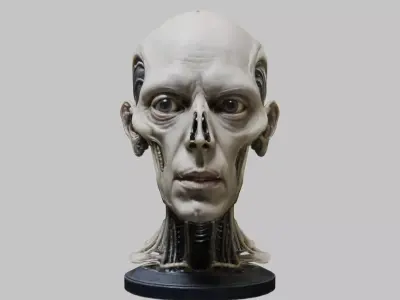 Detailed 3D Head Model HR Giger Man  Low-poly 3D model