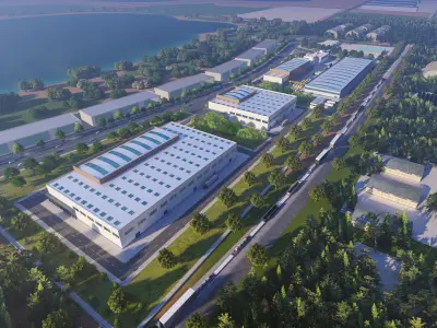 factories and buildings 3D model