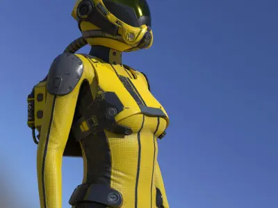 FX01 Female Space Suit Yellow LITE VERSION Low-poly 3D model
