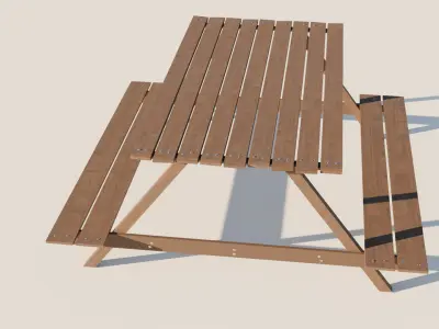 Picnic Bench  Low-poly 3D model