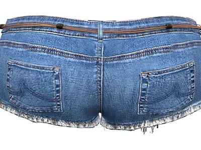 Mini Shorts With Cords Belt Low-poly 3D model