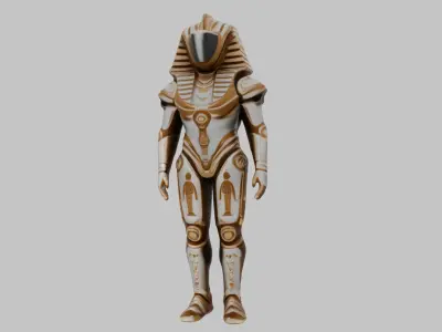 Space Suit Pharaoh Robot - Game-Ready 3D Model -  PBR Textures Low-poly 3D model