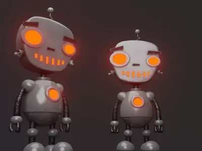 Robot with eyes 3D model buy