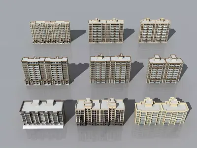 Architecture house backdrop residential  office building city 3D model buy