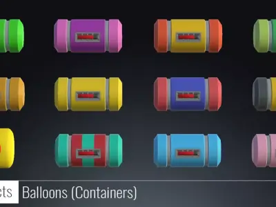 Lowpoly 3D Models of Balloons - Containers Low-poly 3D model