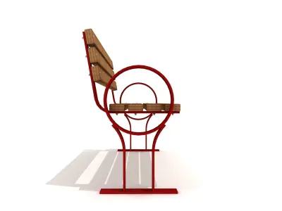 Outdoor Wood and Metal Bench 001 Low-poly 3D model