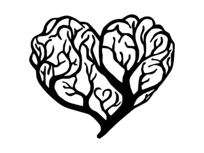 Heart Tree 2D Wall Decoration 3D print model