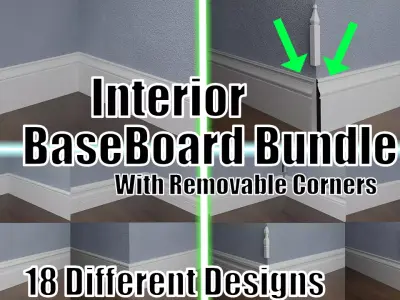 Baseboards 18 PACK Bundle For world building and interior design 3D model