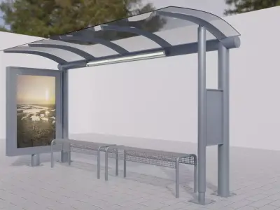 Bus Stop Low-poly 3D model