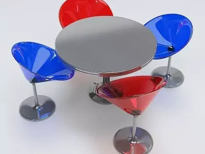Modern Round Table and Chair Set 3D model
