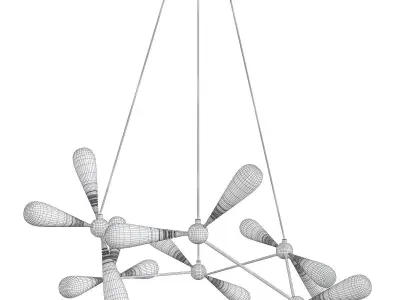 Chandelier low poly 3d model modern with balls hanging from it Low-poly 3D model