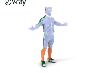 Green Tracksuit Athlete D Character Model with Mixamo RIG Com... Low-poly 3D model