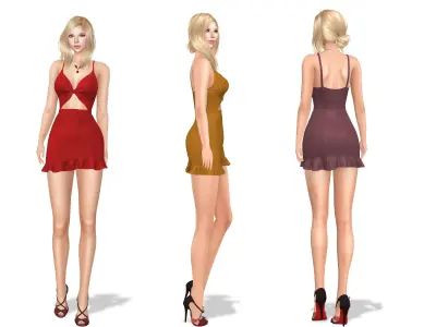 Front Tied Cami Mini Dress Low-poly 3D model