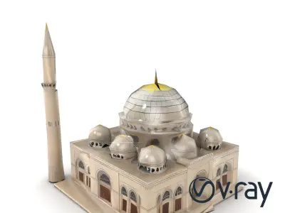 Majestic Mosque with Minaret and Dome model pack Low-poly 3D model