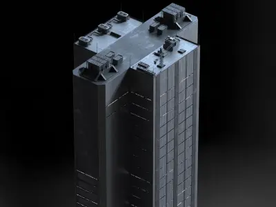Brutalist Scifi Building  03 3D model