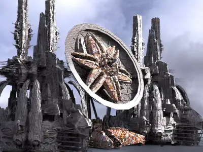 Sci Fi Wraith Satellite City Towers 3D model