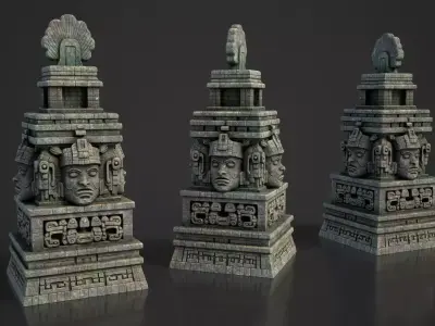 9 Ancient Mayan Temple Towers 3D Asset Pack 250814 Low-poly 3D model