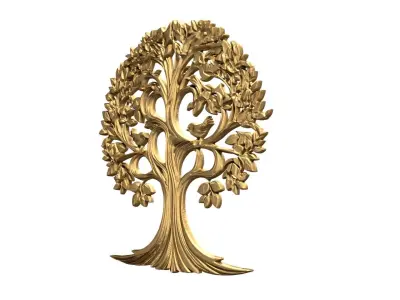 decor set wall panel tree relief mural CNC 07  3D print model purchase