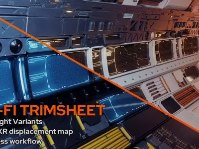 Sci-fi trim sheet 3D model get