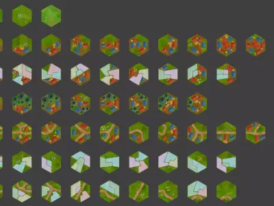 128 Hexlands Low-poly 3D model Low-poly 3D model Low-poly 3D model