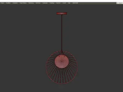 MAGDALENA circular pendant light in brass and wood Low-poly 3D model