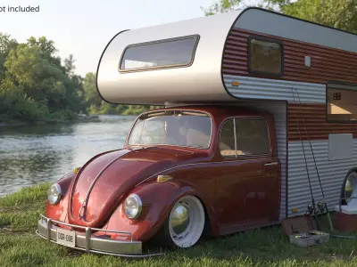  Volkswagen Retro Recreational Vehicle Simplified 