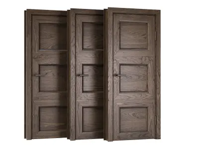 Wooden Door Set V3  3D model