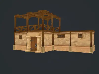 Hand Paint Desert House Low-poly 3D model