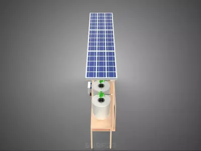COMPACT HYDROPONIC BATO DUTCH BUCKET SYSTEM POWERED SOLAR PANEL 3D model