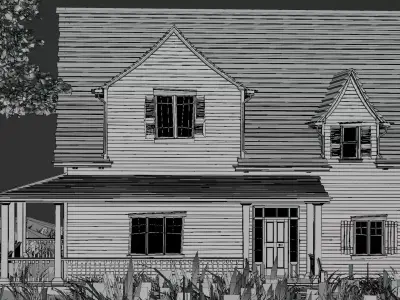 American Style Cottage Exterior 01 Low-poly 3D model