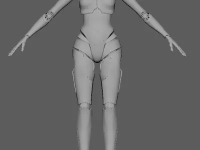 Female Cyborg 3D model 3D model