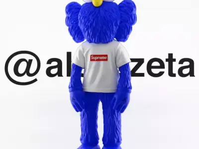 Kaws BFF Box Logo Supreme Textured 3D model