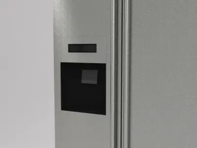 90cm wide stainless steel American fridge freezer Low-poly 3D model