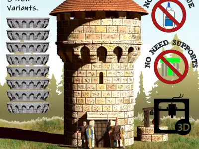 Stone tower - STL - Scenography - Tabletop - Diorama - Wargame 3D print model