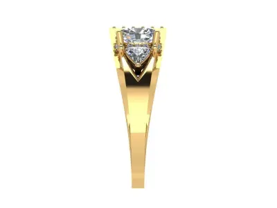 Ring230 gold engagement ring with diamonds 3D print model
