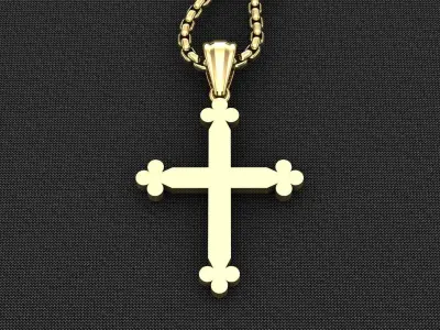 High Cross Pendant Light Gold 18K 3CP070 3D model