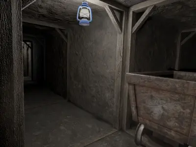 Low Poly Modular Mine Shaft With PBR Materials Low-poly 3D model