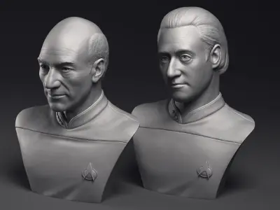 Picard and Data  3d printable bust collection 3D Model Pack