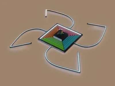 Ceiling Lamp Optical Illusion Squares  unique design low-poly Free low-poly 3D model