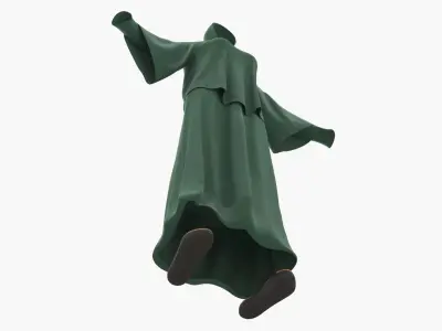  Hooded Eastern Abaya with Wide Sleeves Green 