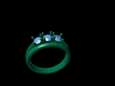 ring triple stones 3D print model