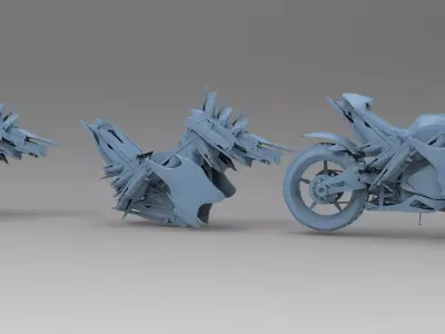 Cyberpunk dragon bike with extra seats designs  3D model