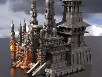 Floating Kings desert Temple  3D model