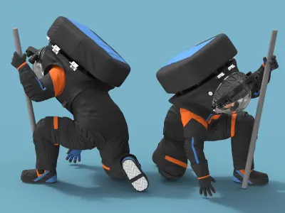  Next Gen Spacesuit on Astronaut Crawling Pose 