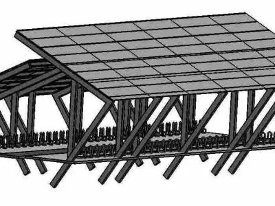 Covered bike parking  Low-poly 3D model