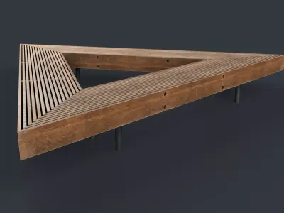 Modern Outdoor Bench 57 PBR Game Ready Low-poly 3D model