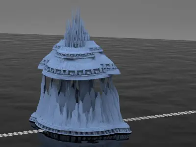 Sci fi City Dome floating island 3D model